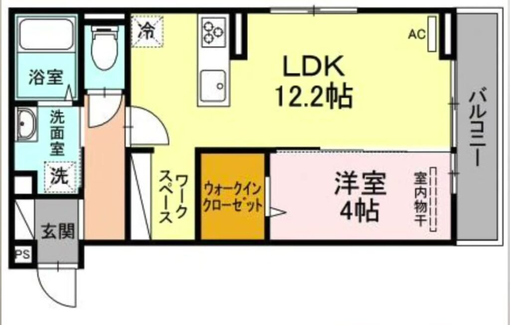 佐伯区の1LDK 1LDKの間取り図