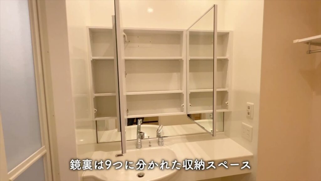 広島市南区段原の1R 1Rの鏡裏の収納