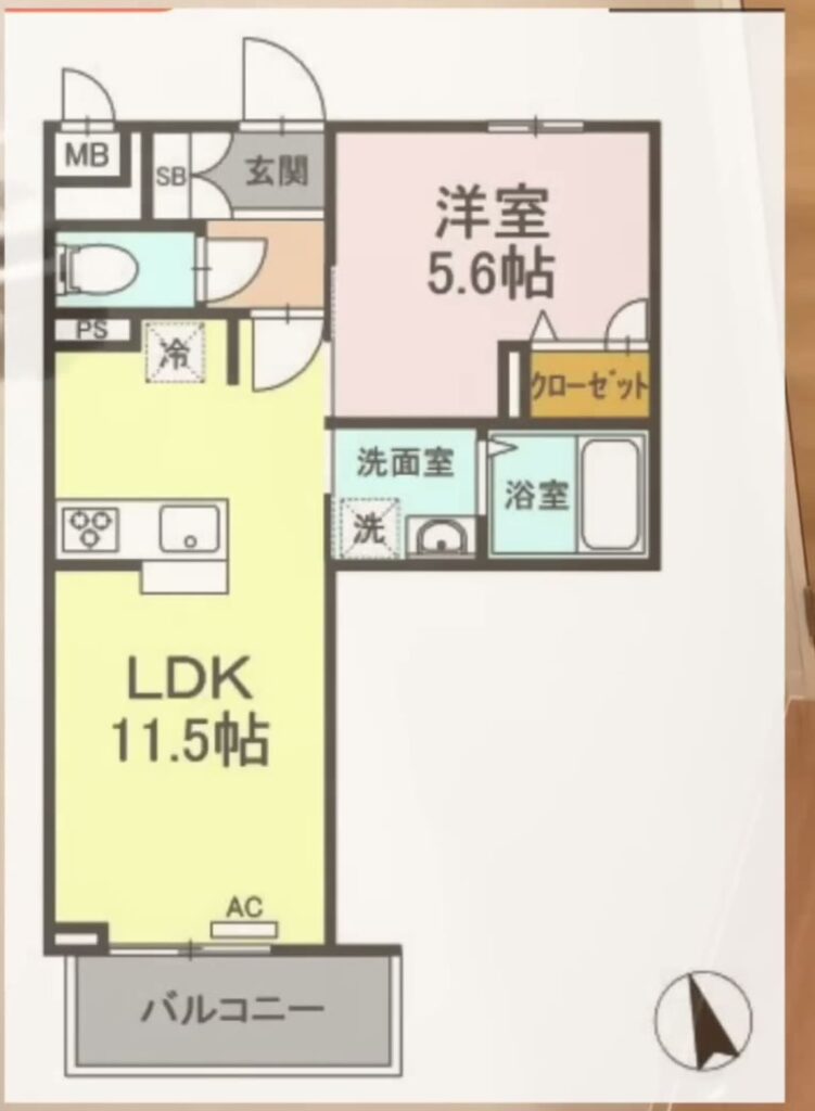 1LDKの間取り図