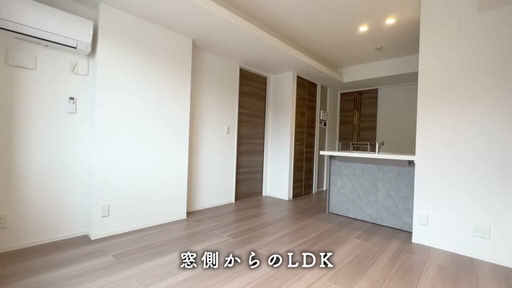 1LDKの窓側から見たLDK