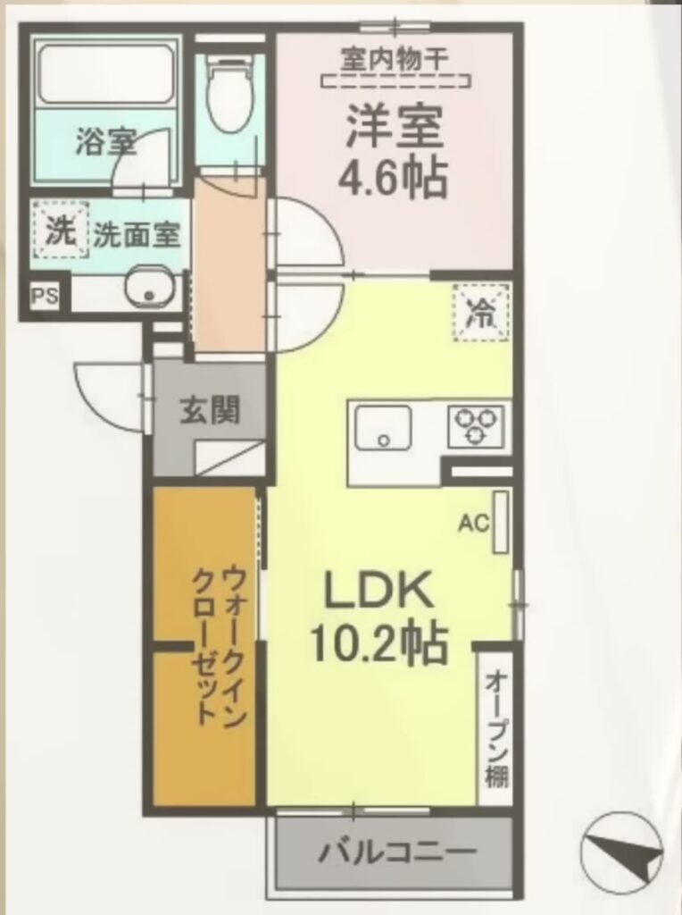 フィオーレ井口明神 1LDKの間取り図