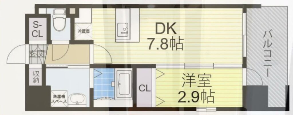 Luxe 三国駅前 1DKの間取り図