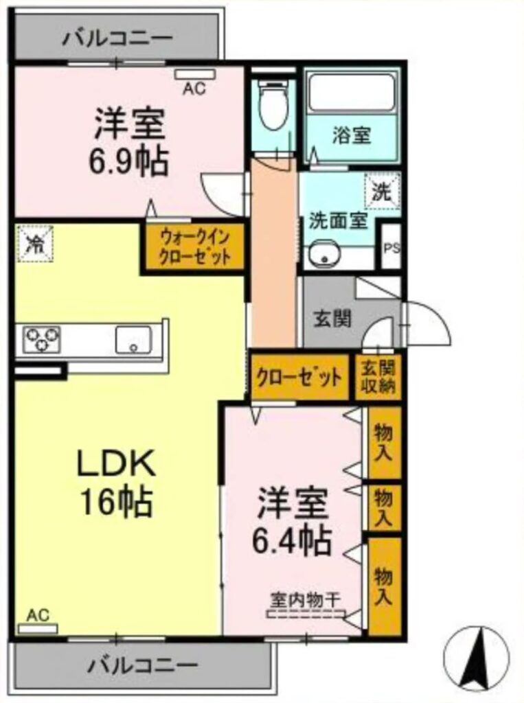 2LDKの間取り図