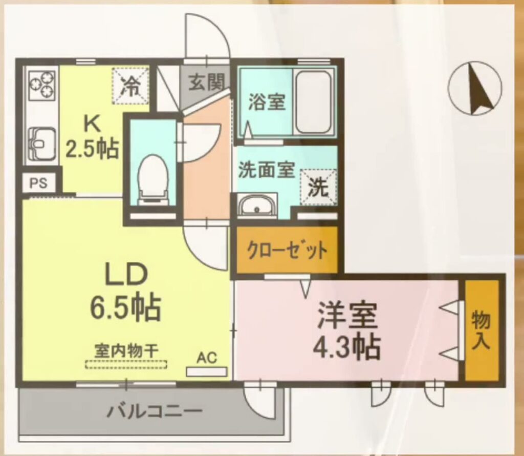 東広島市西条栄町の1LDK 1LDKの間取り図