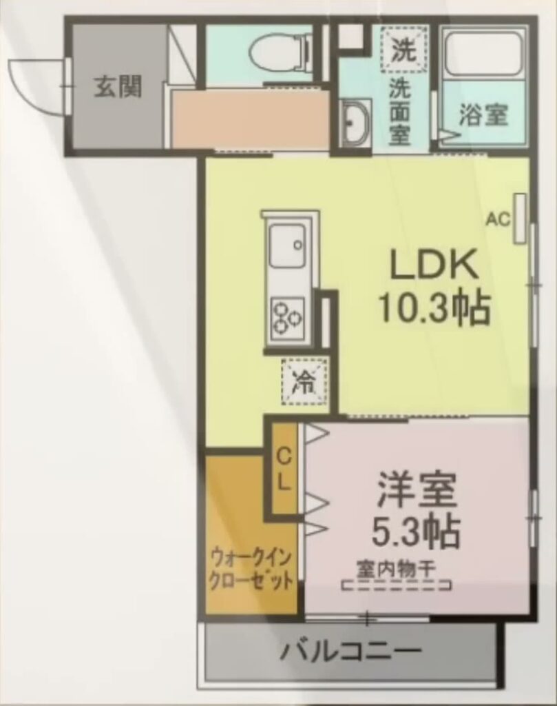 東広島市西条東北町の1LDK 1LDKの間取り図
