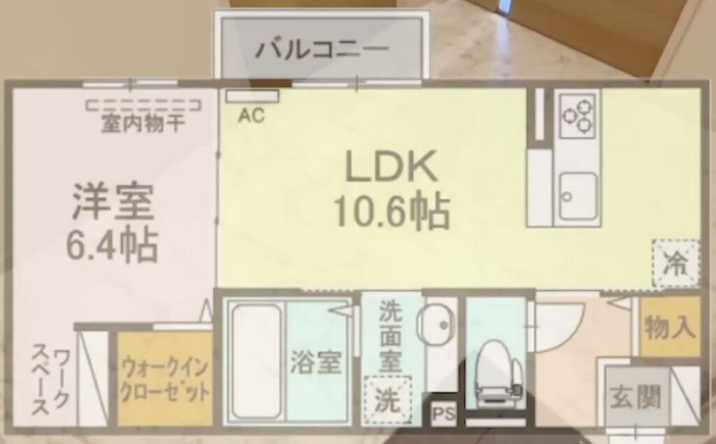 東広島市西条町の1LDK 1LDKの間取り図