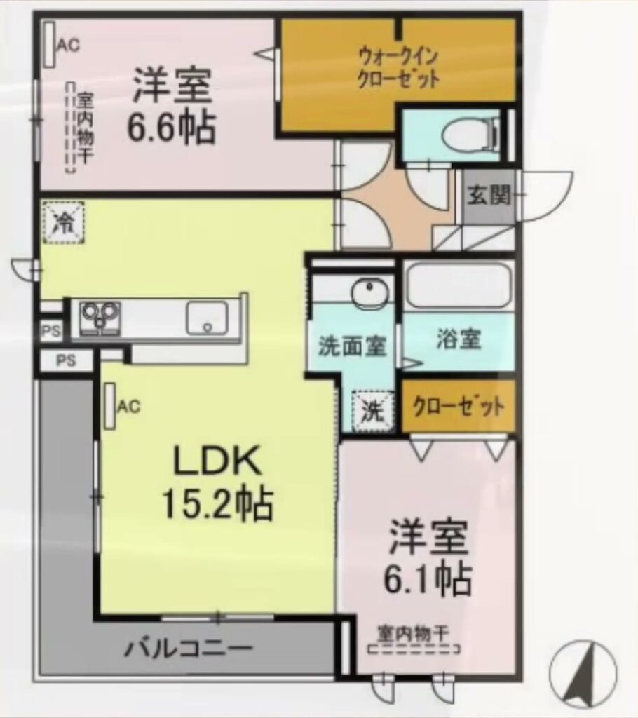2LDKの間取り図