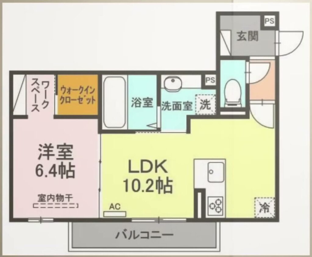 白島北町の1LDK 1LDKの間取り図