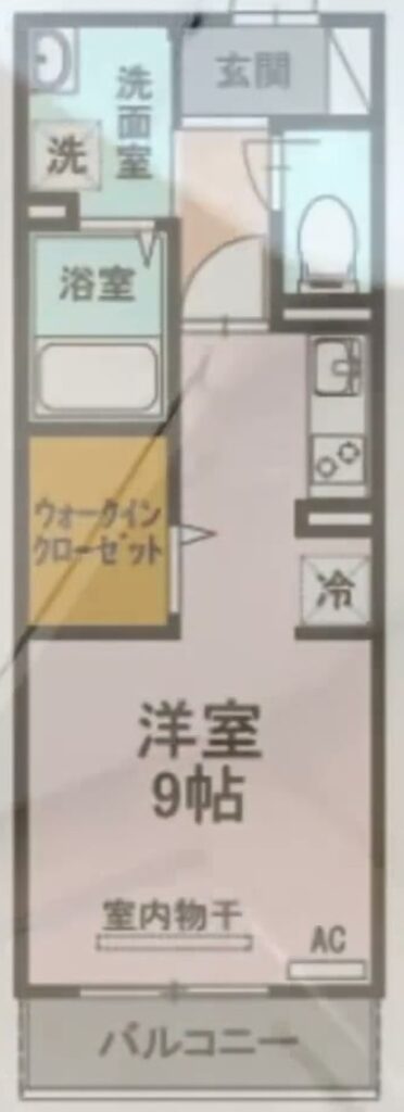 広島県の1R賃貸アパート 1Rの間取り図