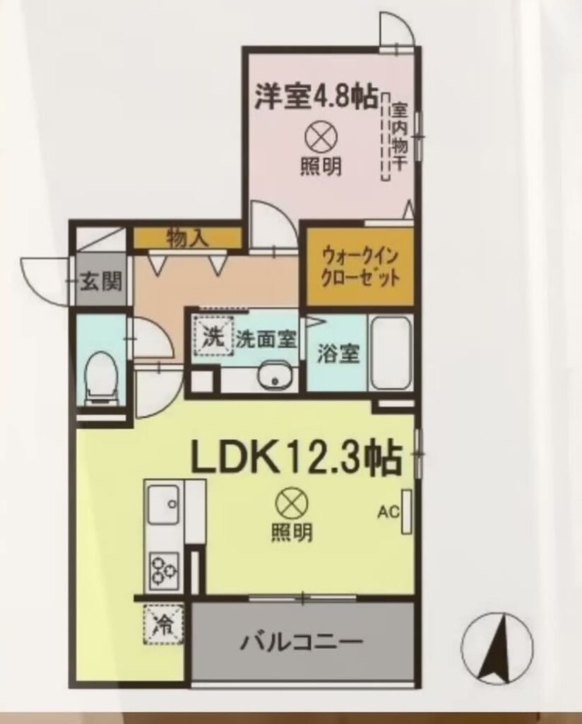 広島市南区東霞町の1LDK 1LDKの間取り図