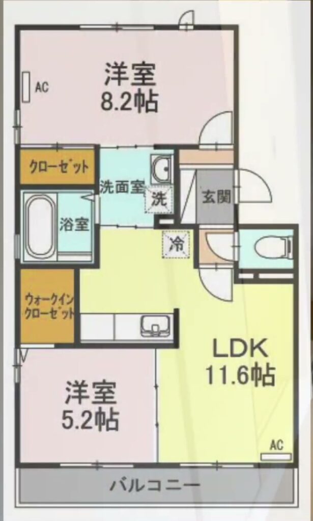 2LDKの間取り図