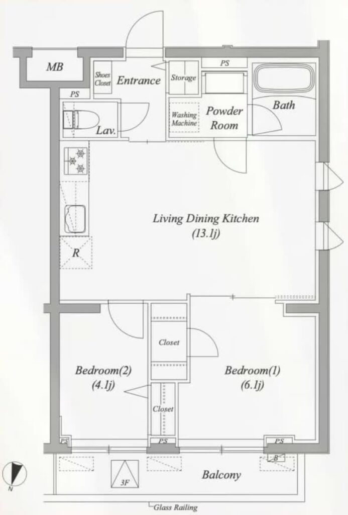 Dear WAN Court 氷川台 2LDKの間取り図