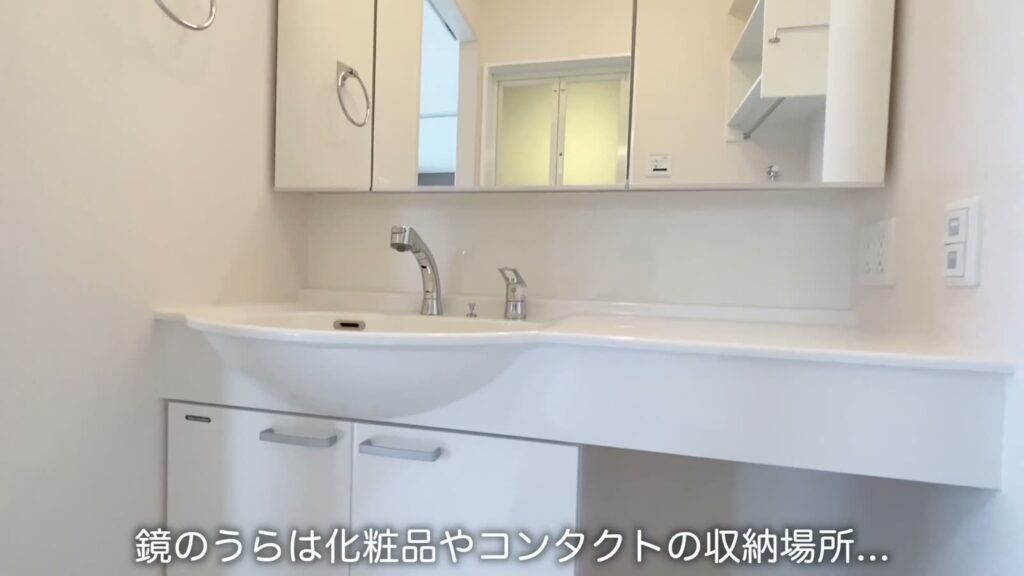 1LDKの鏡と洗面台