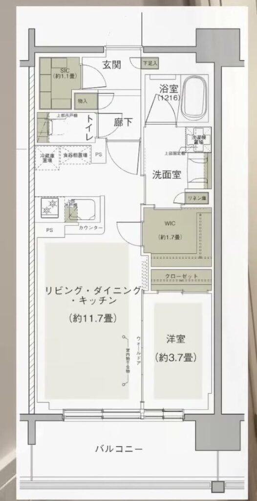 プライムスタイル横浜生麦 1LDKの間取り図