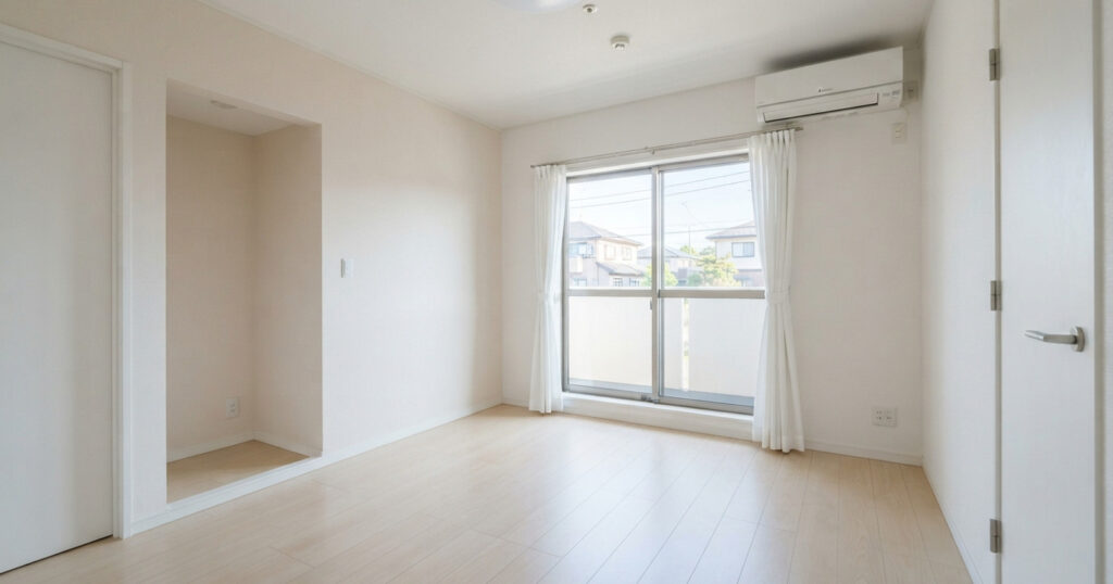 朝の光が差し込むきれいに掃除された賃貸の部屋